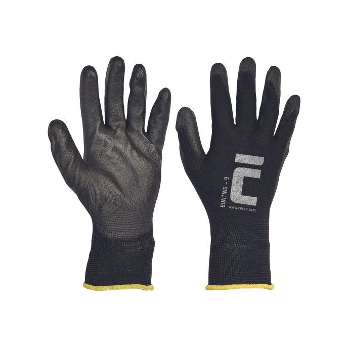 Cerva BUNTING black Pracovné rukavice 12 párov