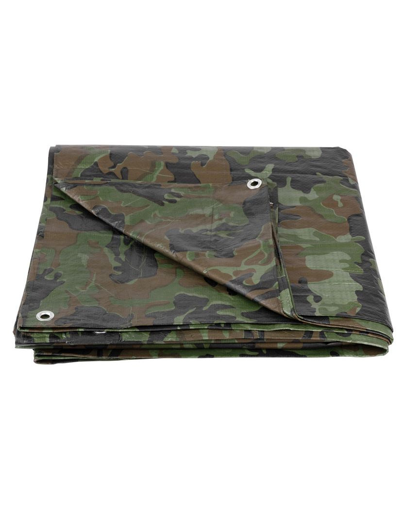 Strend Pro Plachta Tarpaulin Khaki 2x4 m, 80 g/m, zakrývacia, oliva/kamufláž, s okami