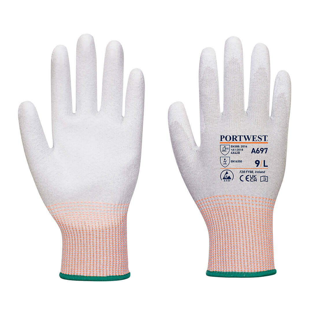 Portwest A697 LR13 ESD PU Antistatické rukavice proti porezaniu 12 párov
