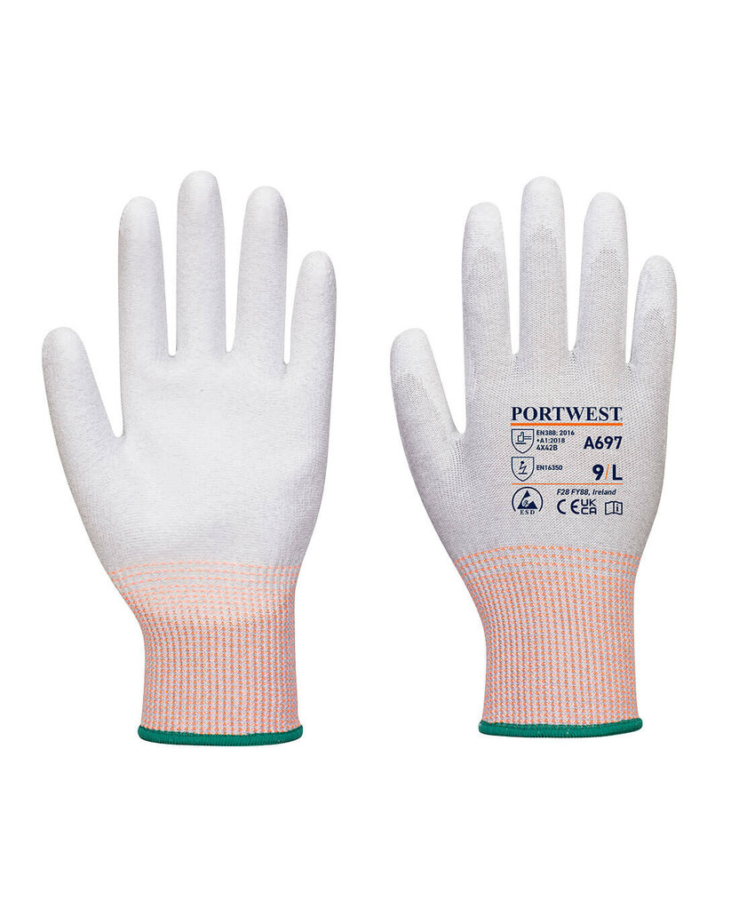 Portwest A697 LR13 ESD PU Antistatické rukavice proti porezaniu 12 párov