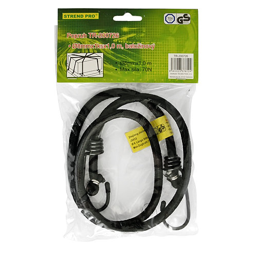 Strend Pro Guma upínacia LB341, 8 mm, 1x 100 cm, s oceľovými háčikmi