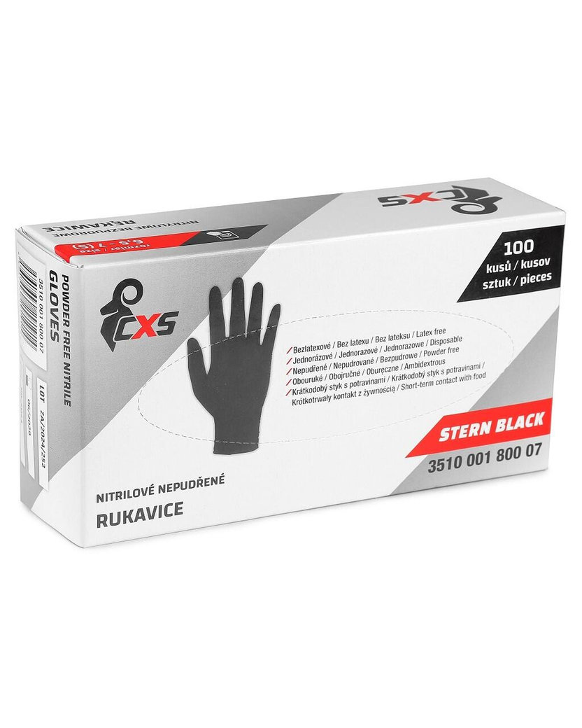 CXS STERN BLACK Jednorazové nitrilové nepúdrové rukavice 100 ks
