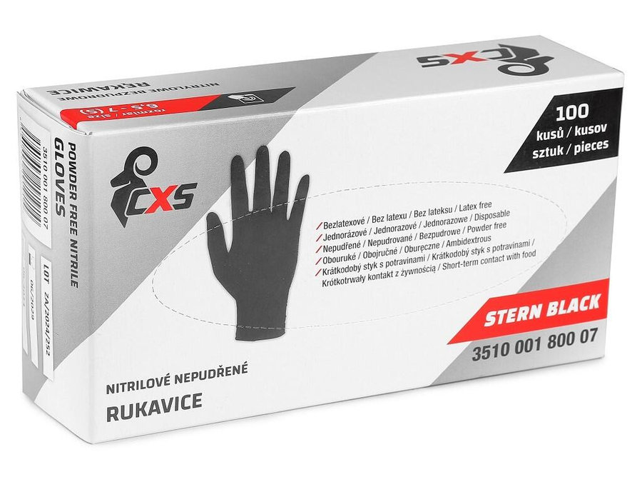 CXS STERN BLACK Jednorazové nitrilové nepúdrové rukavice 100 ks