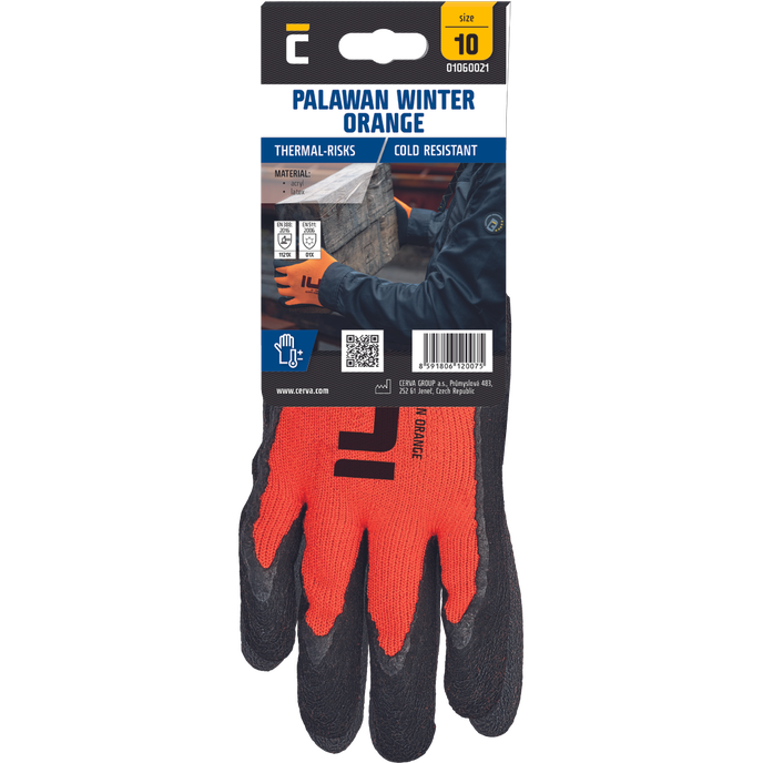 Cerva PALAWAN WINTER HV ORANGE Zateplené reflexné pracovné rukavice s blistrom