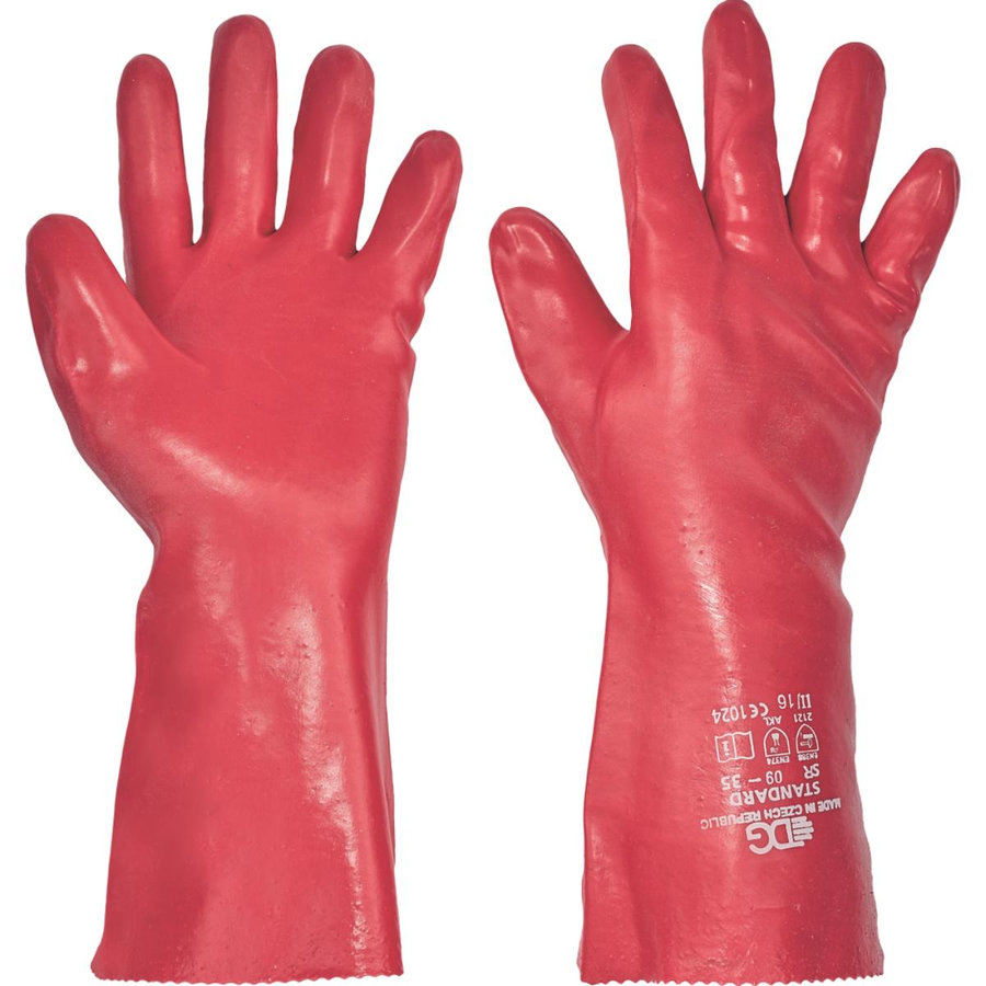 Dipped Gloves STANDARD Chemické rukavice PVC 35 cm