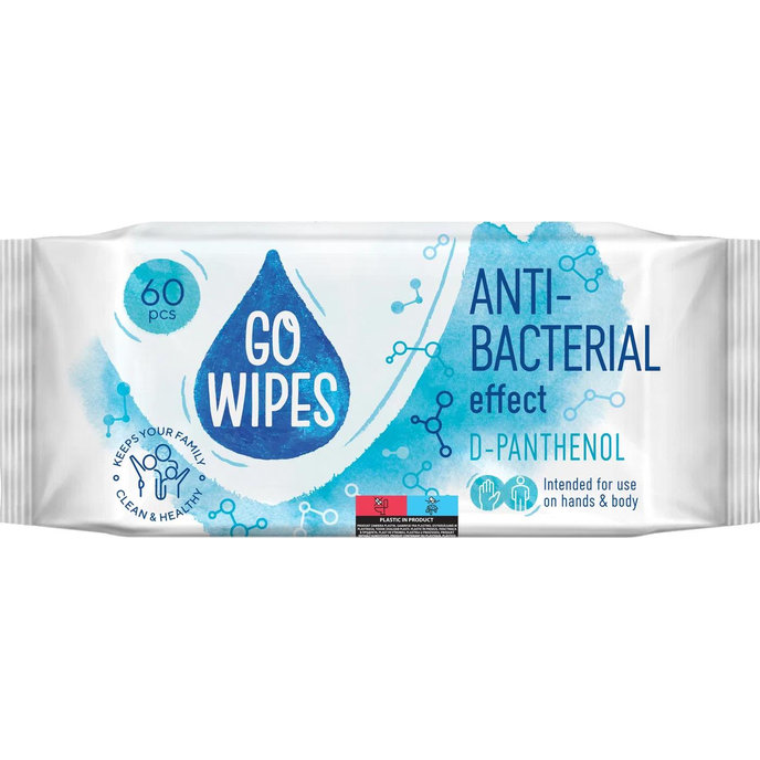 GoWipes Vlhčené antibakteriálne obrúsky 60 ks