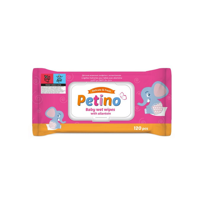 Presto PETINO Detské vlhčené obrúsky s klipom 120 ks