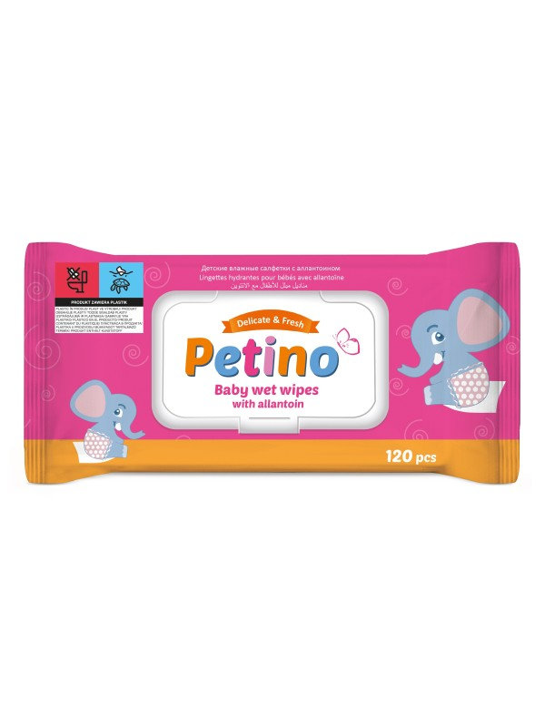 Presto PETINO Detské vlhčené obrúsky s klipom 120 ks