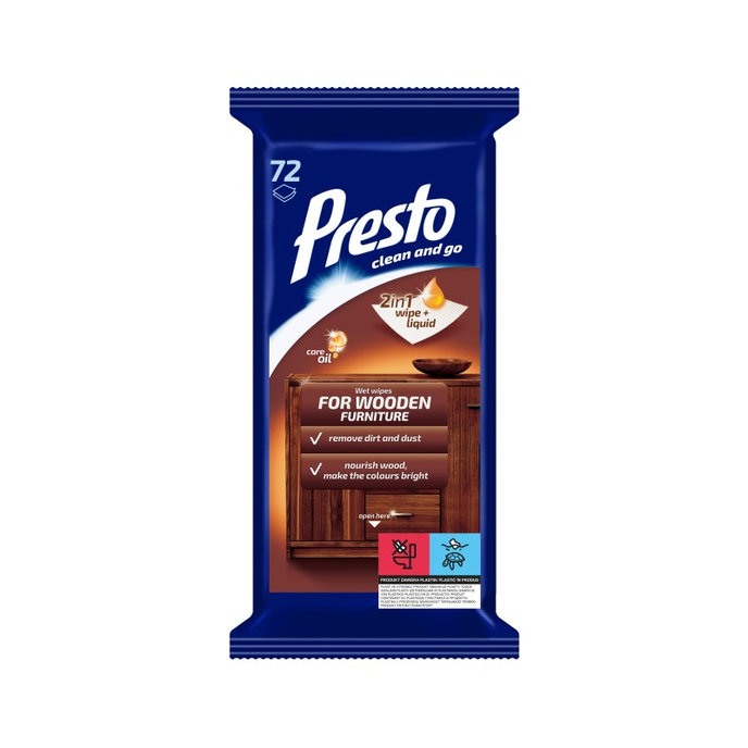 Presto Vlhčené obrúsky na drevo 2V1 72 ks