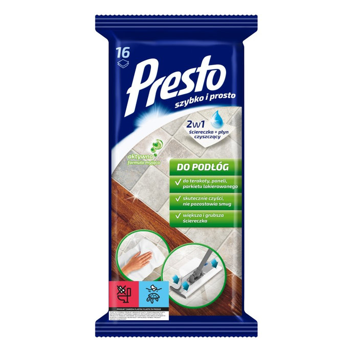 Presto Vlhčené obrúsky na podlahu 2V1 16 ks