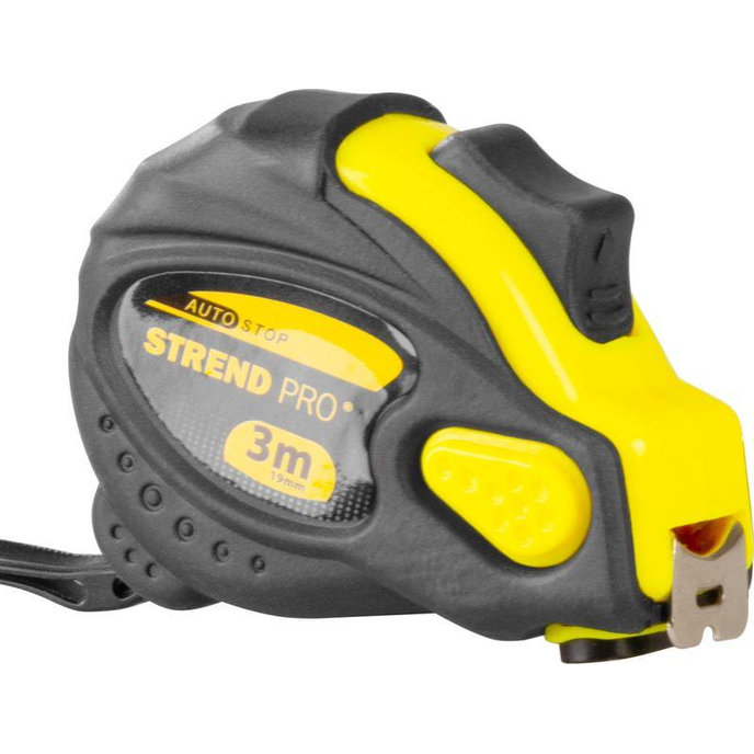 Strend Pro Meter WorkTiger 6E, 3 m, 19 mm, zvinovací, AutoStop, pogumovaný