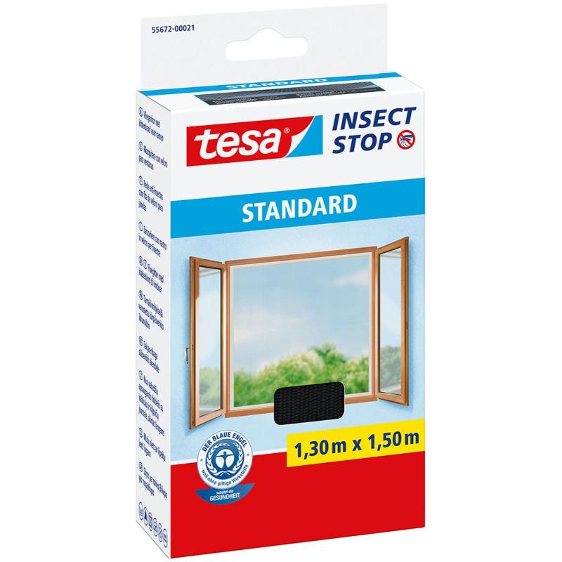 Tesa Standard Sieť proti hmyzu a komárom na okno, 130x150 cm, antracit