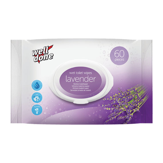 Well Done Levanduľa Vlhčený toaletný papier 60 ks