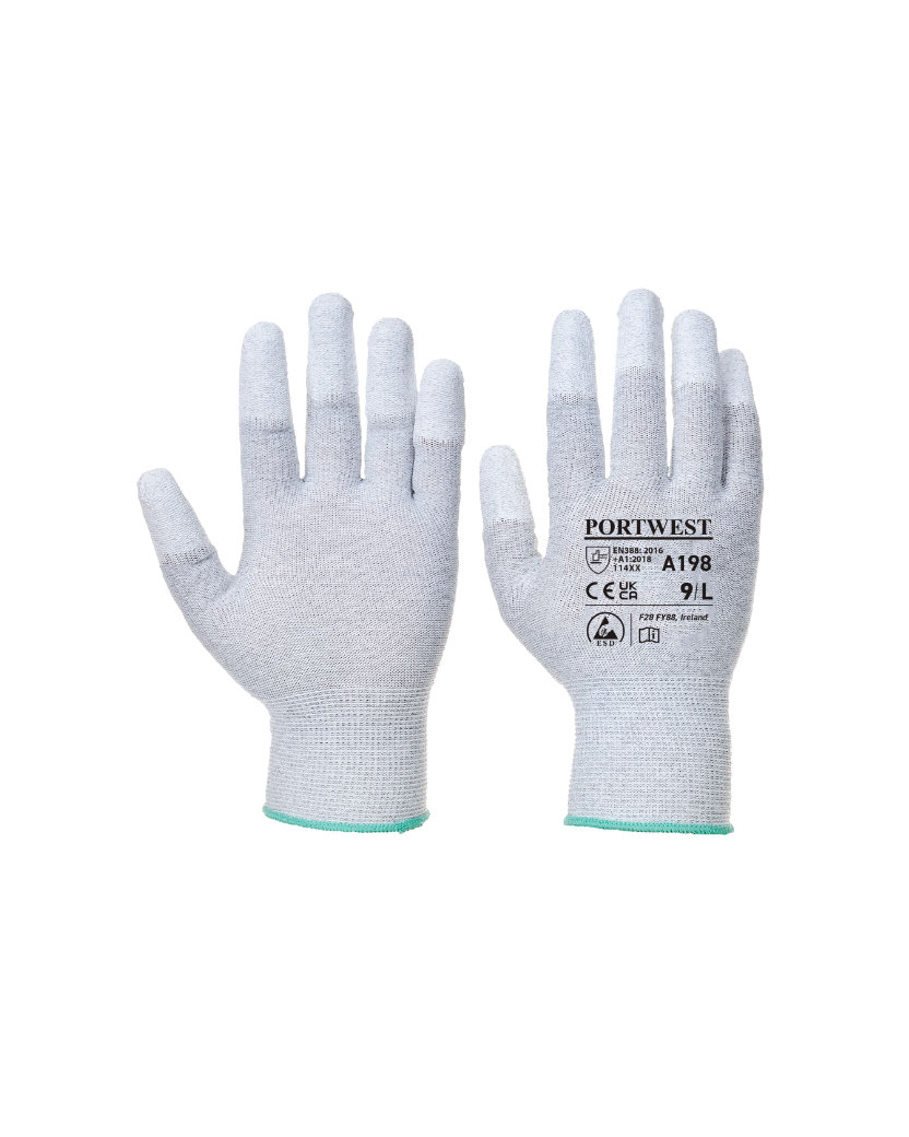 Portwest A198 PU Fingertip ESD Antistatické rukavice 12 párov